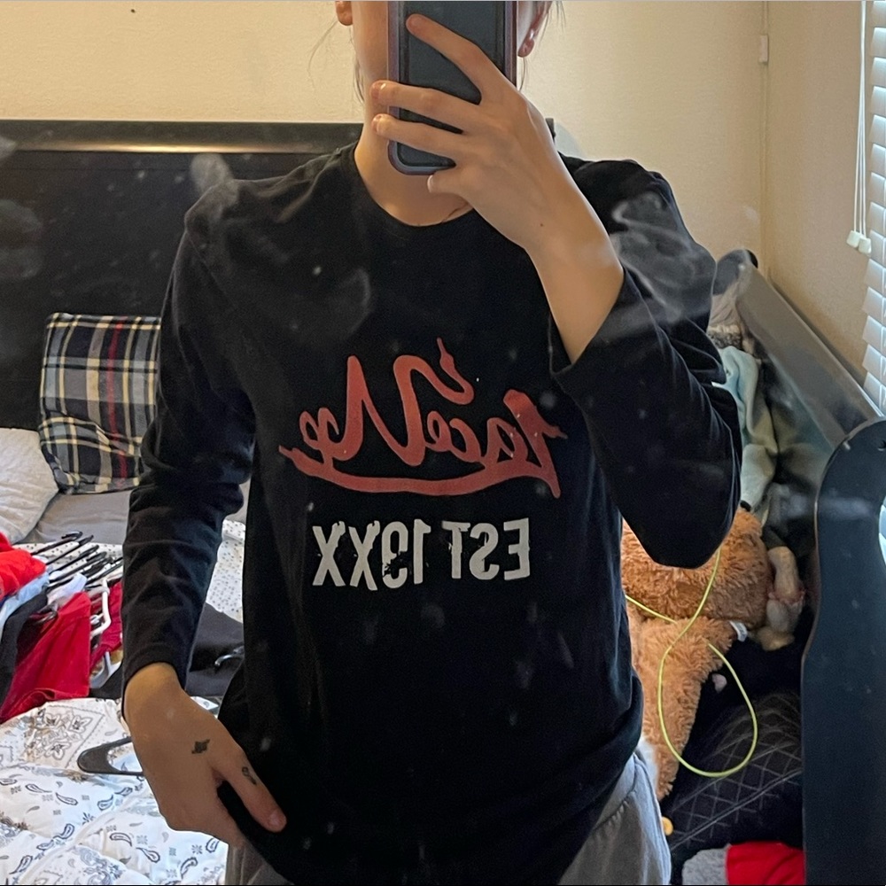 Black Long Sleeve MGK Lace Up T-Shirt.